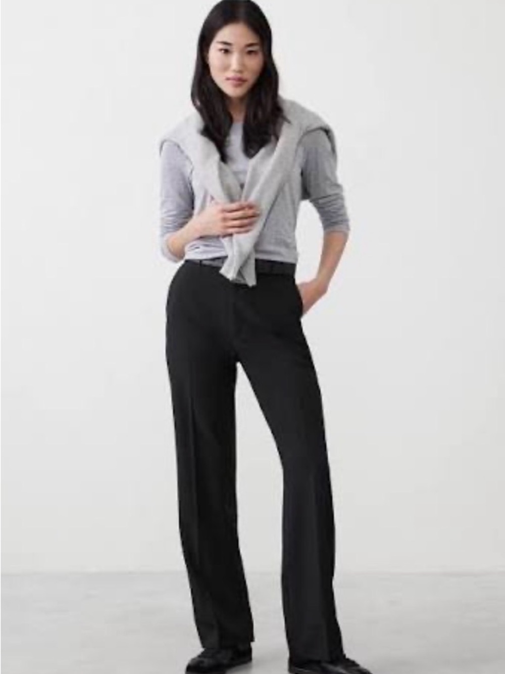 Straight Sculpted Pant Classic Black Wide-Leg Women's Trousers